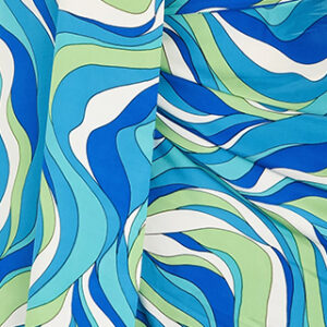 Vivid Waves Silk Cloth Aqua Motion